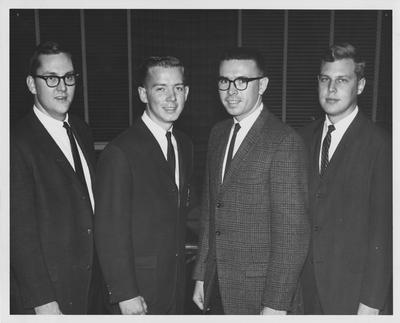 Robert Roach, John Peters, Henry Bennett, and Joe Savage--Omicron Delta Kappa Initiates. Lexington Herald-Leader staff photo
