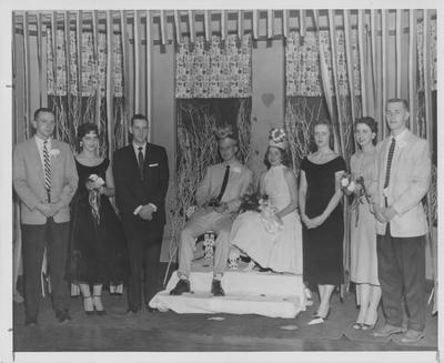 Sweetheart Ball (Valentines Day Dance); King and Queen of the dance with their court at Ashland Center; Photographer: Norman C. Mahan