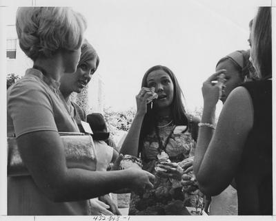 Girls cry at sorority Rush; This image is in the 1969 Kentuckian on page 343, image 1