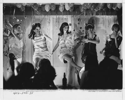 Alpha Delta Pi sisters dancing; This image is in the 1969 Kentuckian on page 303, image 1