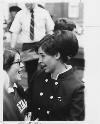 Pi Beta Phi sisters laughing; This photo is in the 1969 Kentuckian on page 325, picture number 1