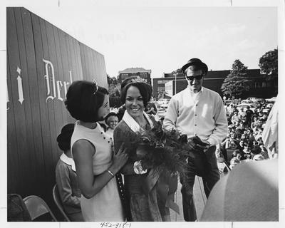 A Kappa Alpha Theta sorority sister is crowned Sigma Chi Derby queen; This image is in the 1969 Kentuckian on page 318, image 1