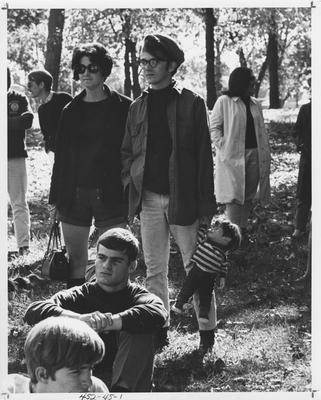 Students during the Youth Revolution; This image is in the 1969 Kentuckian on page 45, image 1