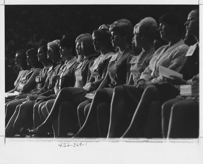 Associated Women Students members at a speech by George Wallace, which was cosponsored by Associated Women Students; This image is in the 1969 Kentuckian on page 369, image 1