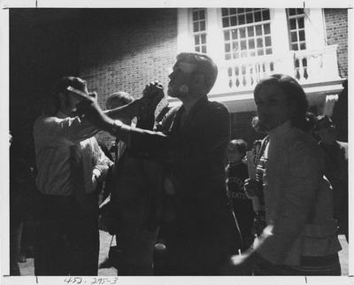 Students protest at night; This image is in the 1969 Kentuckian on page 295, image 3
