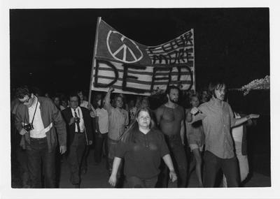 Students protest in reaction to the Kent State shootings