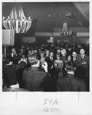 A band plays at a dance in the Student Center Ballroom