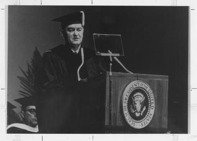 President Lyndon B. Johnson was the keynote speaker of University of Kentucky's Centennial Celebration held in Memorial Coliseum