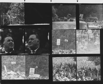 John F. Kennedy's presidential campaign visit to the University of Kentucky campus; Also some shots of Nixon supporters