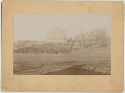 Campus photo; From left to right: Gillis building; Administration building with the flat cupola (which existed 1903 - 1919) behind the Gillis building; 