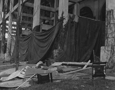 Demolition under the bleachers at McLean Stadium