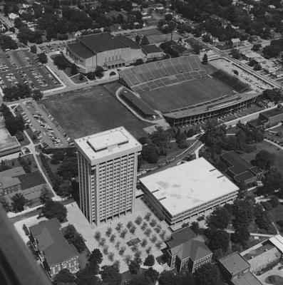 Aerial view of Patterson Office Tower and surrounding area
