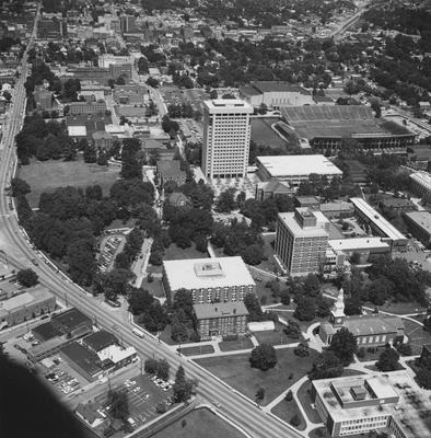 Aerial view of Patterson Office Tower and surrounding area