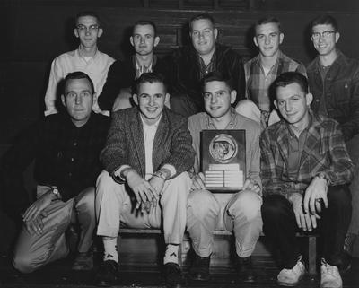 American Hereford Association Achievement Award awarded to, on front row (left to right): Coach Robert W. Hicks, Joe McCarty, Maurice Ham, and Randall Wood; Back Row (left to right): Doug Henshaw, David Wynn, Dean Wilmuth, George Brown, and Othal Shimfessel