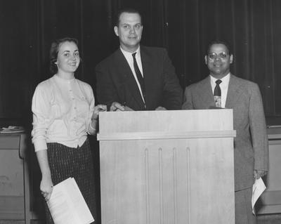 Test supervisors including Philip Phillips (right)