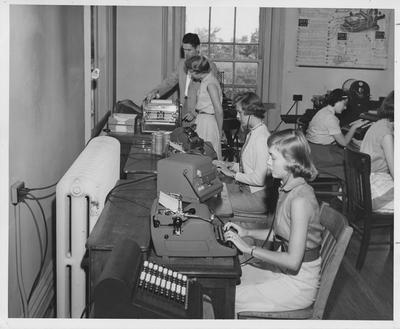 Women in a typing class