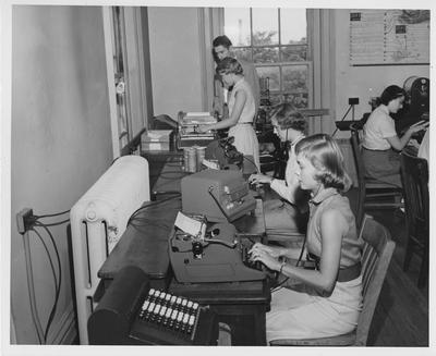 Women in a typing class