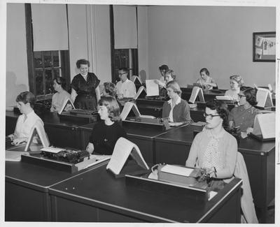 Professor Margaret Bell Humphreys and her typing class