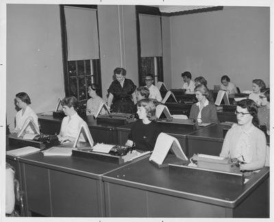 Ann Carol Buchols (front right) in Professor Margaret Bell Humphreys typing class