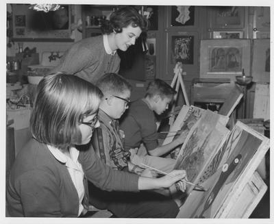 Students participating in an art class
