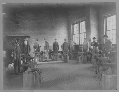 Forge shop, Mechanical Engineering, State College of Kentucky; Donated 1948, August 10, by Dr. Funkhouser's office