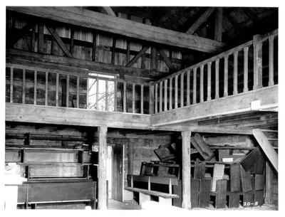 Cane Ridge Meeting House, balcony; designed or constructed in 1791 by Robert W. Finley