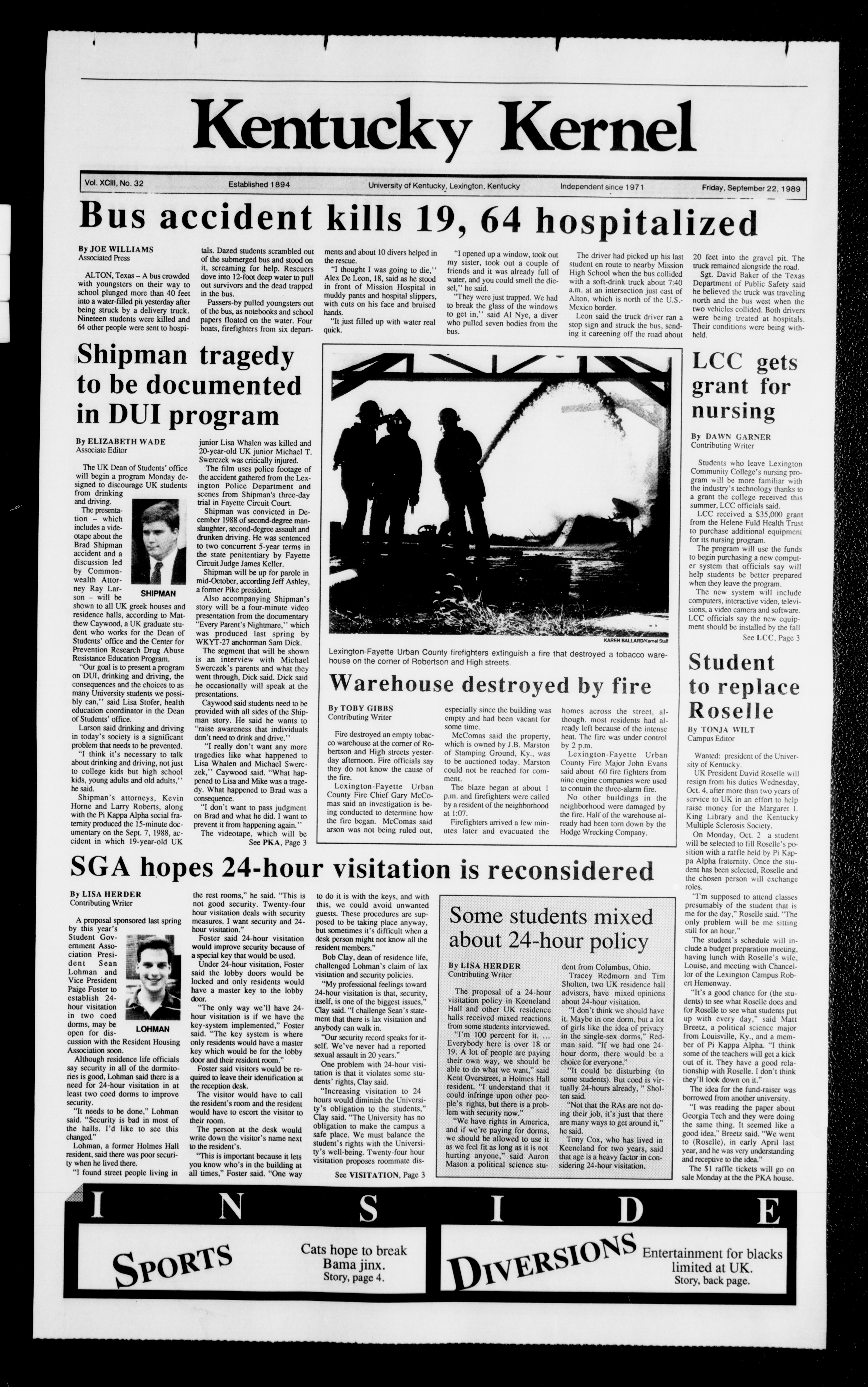 The Kentucky Kernel, September 22, 1989
