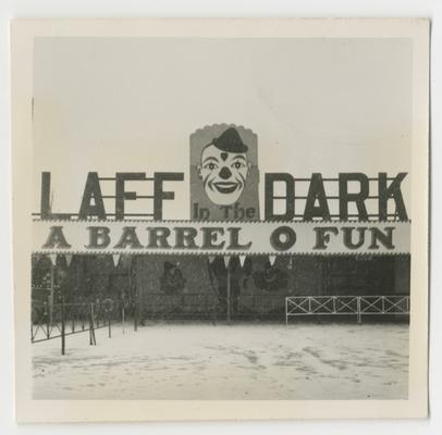 Laff in the Dark amusement facility, Joyland Park; funhouse; exterior