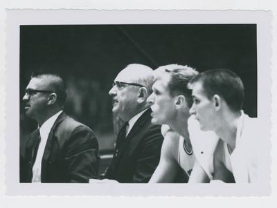 Harry Lancaster, Adolph Rupp, Cotton Nash, and Charles Ishmael