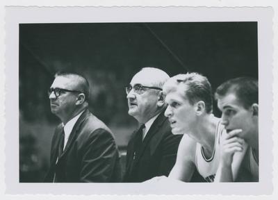Harry Lancaster, Adolph Rupp, Cotton Nash, and Charles Ishmael