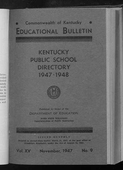 Bulletin of the University of Kentucky, Volume 22 (1947-1948)