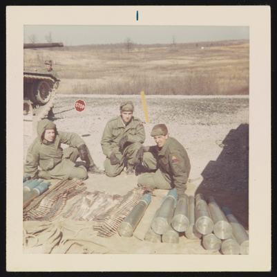 Fort Knox ammunition training - from left Larry Knippel, Mark Cosgrove, Thomas Kubeck