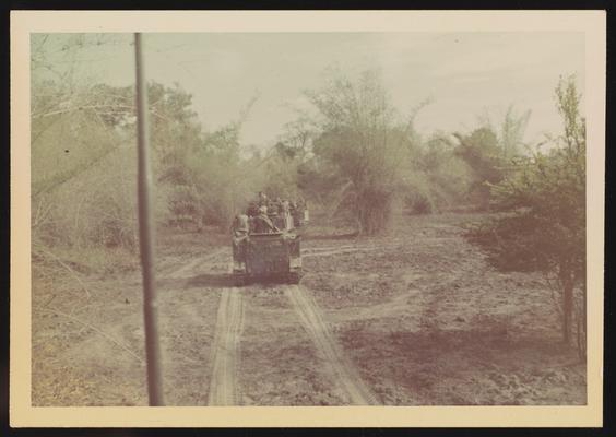 Armored personnel carrier going into the jungle