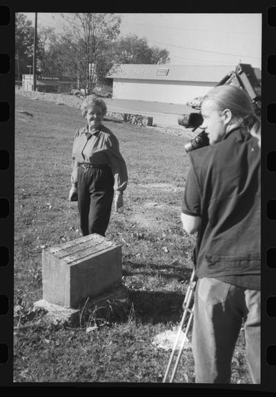 Cameraman and niece in cemetary, Columbia, Tennessee