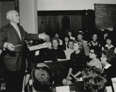 Conducting choir at Baker University; Baldwin, Kansas