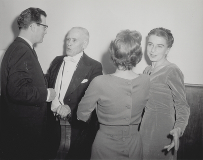 John Jacob Niles and others after a Christmas concert; Rena Niles (far right); James Shannon