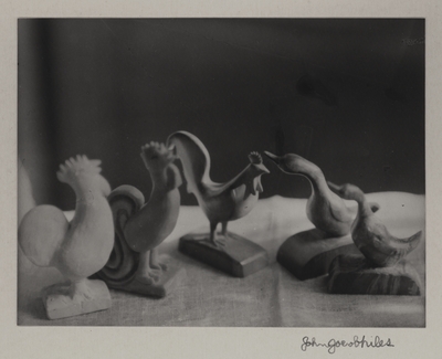 Various sculpted animal figurines; John Jacob Niles