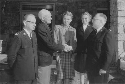 John Jacob Niles and Rena Niles with members of Salvation Army; Salvation Army Convention; Gatlinburg, Tennessee