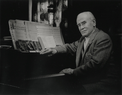 John Jacob Niles posed at piano; Boot Hill Farm; Jack Cobb