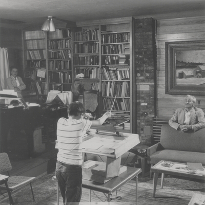 John Ed Niles conducting at home for his parents; Boot Hill Farm
