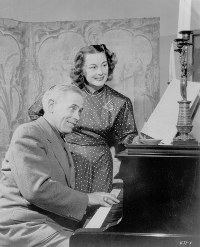 John Jacob Niles with Gladys Swarthout, taken at her apartment; New York City, New York