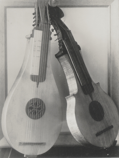 Dulcimers at various stages of construction, some taken in shop of UK Buildings & Grounds Department; John Jacob Niles