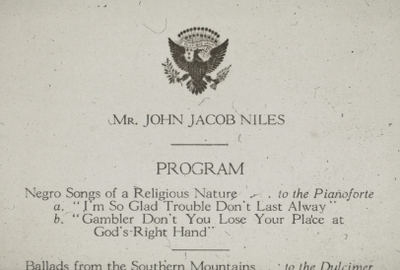 Program from a John Jacob Niles performance