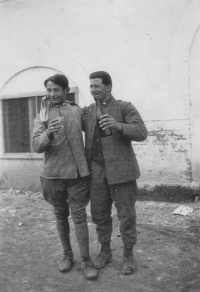 Two men drinking wine