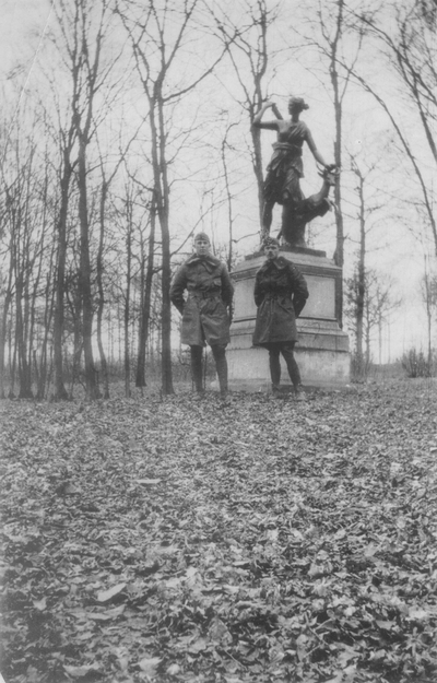 Soldiers in front of statue
