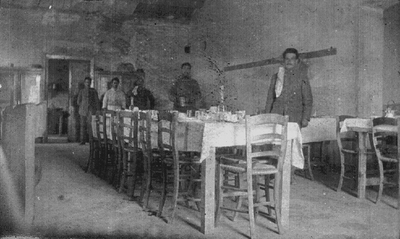 Soldiers in tiny restaurant