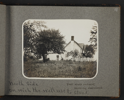 The old home showing orchard. North side on which the well used to stand