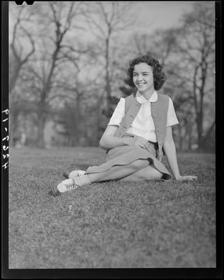 Katherine Parch sitting on the lawn; (1940 Kentuckian)                             (University of Kentucky)