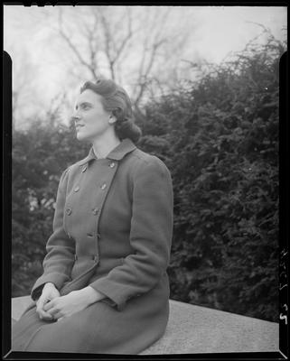 Mary Gore Rodes sitting on a bench; (1940 Kentuckian) (University                             of Kentucky)