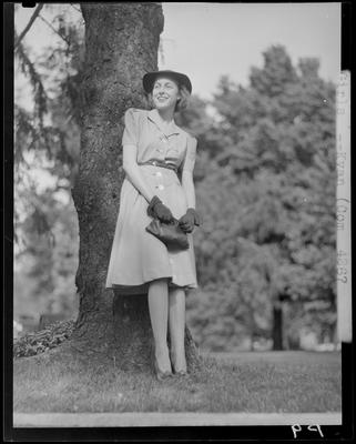 Peg Tallman standing next to a tree; (1940 Kentuckian)                             (University of Kentucky)